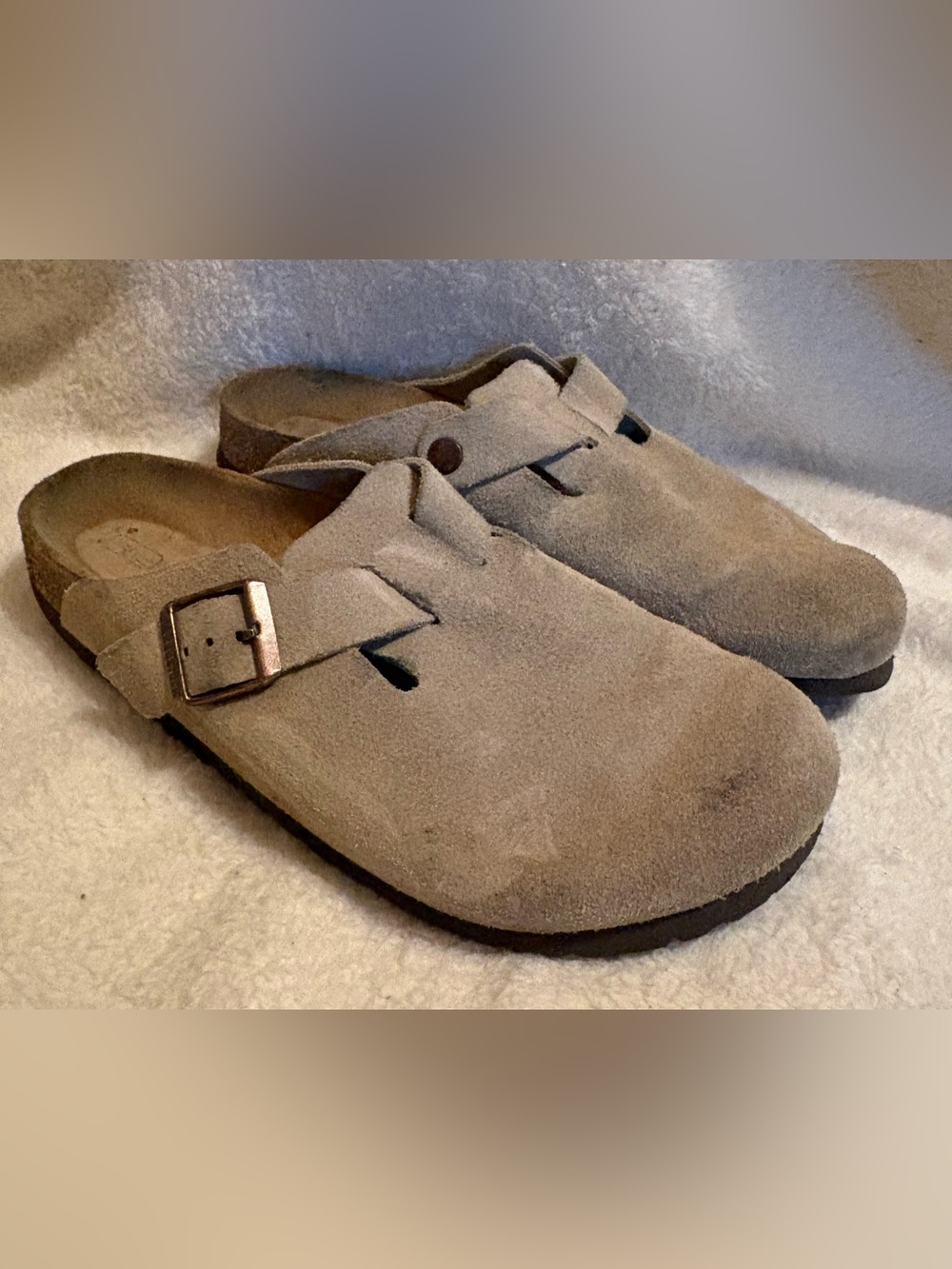Birkenstock Boston Mauve Tan Suede Clog Sandals Size 41 US 9 Slip On Unisex